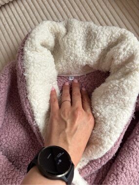 Cozy Sherpa Pullover in Dusty Rose and Cream